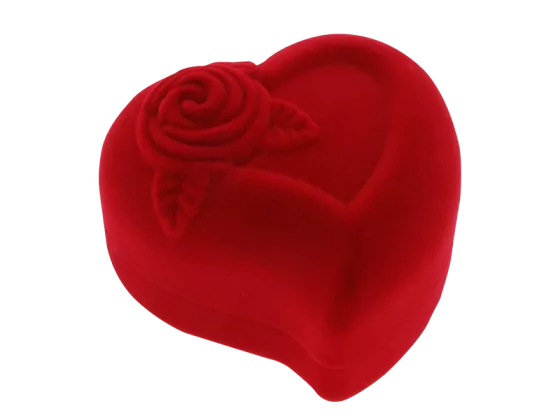 Ring box jewelry box heartshaped velvet red